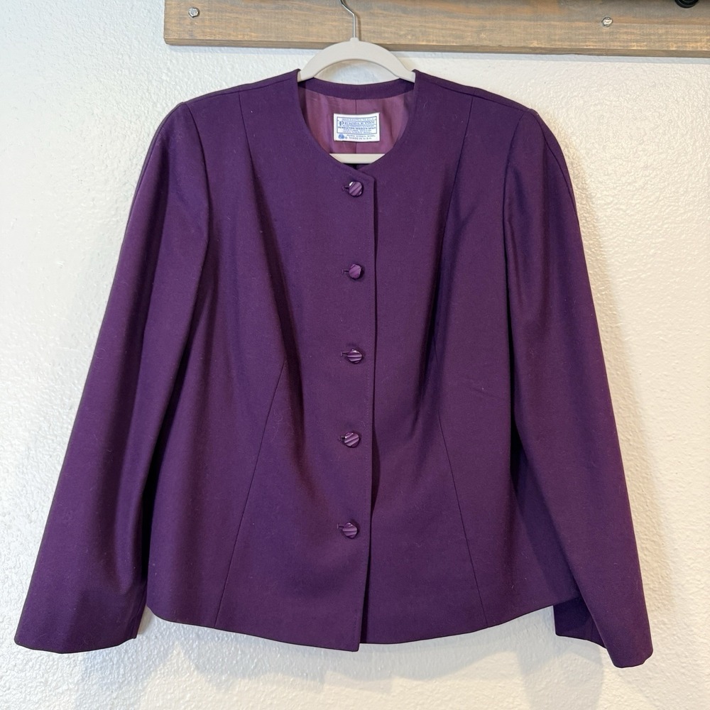 Vintage Pendleton Wool Blazer Jacket Womens 16W Purple Plum USA Made